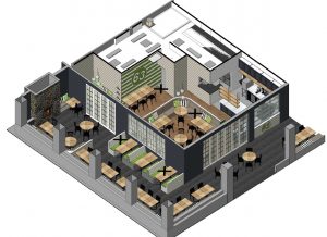 3D view of a cafe designed by Food Strategy